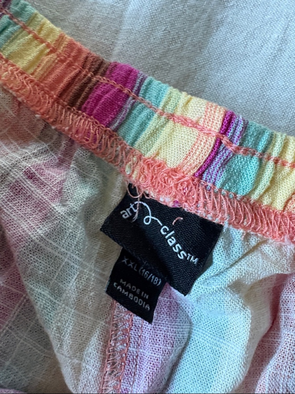 Target Bright Multicolor Stripe linen-like Pull-On Pants - Picture 4 of 4